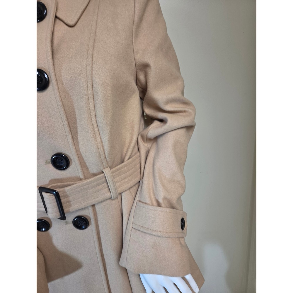y2k Victorias Secret Wool Trench Coat Honey Beige Belted Double Breasted 12 - Picture 10 of 16